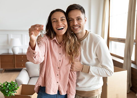 A couple buying their first home